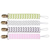 ベビー男の子、女の子、新生児熟女乳首ホルダー、かわいいアンチロストクリップストラップリボンのための4個の幼児のおしゃぶりのクリップ