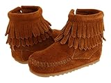 (ミネトンカ) MINNETONKA ベビーブーツ・靴 Double Fringe Side Zip Bootie (Infant/Toddler) Brown Suede 1 Infant 9cm 