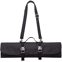 QEES 巻き包丁ケース 収納 8本 巻タイプ 携帯 便利 防水 安全 軽量 42*51cm コック用 ブラック DD19