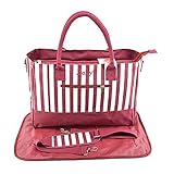 hibote マザーズバッグ 軽量 2way ベビー用品収納 おしゃれなママバッグ 大容量 縞柄 オムツ替え用シート付 多機能 ママのバック レッド