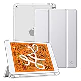 Fintie for iPad Mini 5 2019 ケース クリア 半透明 バックカバー Pencil 収納可能 ペンホルダー付き 薄型 軽量 スタンド オートスリープ機能 第5世代 7.9 インチ 保護カバー(モデル番号A2133、A2124、A2126、A2125) (モデル番号A2133、A2124、A2126、A2125) (ラベンダーパープル)