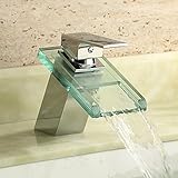 Wovier ガラス製の吐水口 水栓 ワンホール キッチン用 台付 黄銅 シングルレバー混合水栓 洗面 取り替え水栓蛇口 洗濯 蛇口 50cmホース*2付き