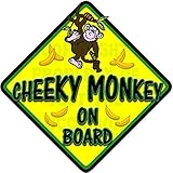 CHEEKY MONKEY Non Personalised novelty baby on board car window sign. by Just The Occasion