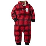 カーターズ ロンパース carter's 2015年秋冬最新作  男の子用OUTDOORワッペン付き赤チェック柄フリース地お出かけ用ジャンプスーツ (6months(61-67cm)) [並行輸入品]
