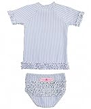 RuffleButts ラッフルバッツ　ラッシュガード水着上下セット　ブルーストライプ (12-18m(70-75cm)) [並行輸入品]
