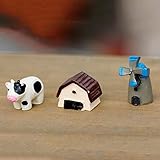 Generic cow animal fairy garden miniatures mini gnomes moss terrarium resin crafts for garden decora