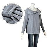 (ニッセン) nissen 【 マタニティ 授乳服 産前 産後 】 ケープ風 リボン付 ニット風 プルオーバー 授乳機能付き グレー杢 産後S