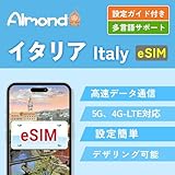 【Almond eSIM】イタリア esim 30日間20GB 高速データ通信 5G 4G-LTE対応 当日発行可能 LINEで24時間サポート 4G-LTE対応 プリペイド ESIMプラン Italy simカード (30日間20GB)