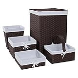 Redmon 5-Piece Hamper Set, Espresso/White by Redmon