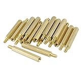 スタンドオフ，SODIAL(R)プリント配線板用20 コネクタ　スタンドオフ真鍮、長さ：30ミリメートル、ゴールド、3ミリメートル、内部および外部のスレッド