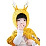 SSJH ベビー＆キッズ ウサ耳 ニットポンチョ帽 子供 かわいい 伸縮性 キャップ 帽子 ずきん フード ポンチョ ケープ 防寒 ポカポカ もふもふ 1～5歳 男女兼用 4色選べ プレゼント 纪念 