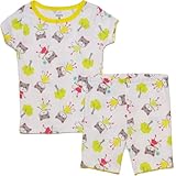 カーターズ（Carter's)【綿100%パジャマ】女の子用ホワイトお外で遊ぶネコさん柄半袖パジャマ上下2点セット　6months 6ヶ月用　70cm 出産祝い,猫柄寝巻き,黄色ねこおねんね着【並行輸