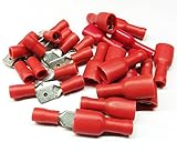 WINGONEER 100Pcs（50 Pairs）22-16 AWG絶縁雄メススペードクイックスプライスワイヤ端子ワイヤ圧着コネクタキット - 赤