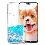 OKZone Huawei P20 ケース HDスクリーンフィルム付き キラキラ キレイ ファッション リキッド流砂 3D 輝き かわいい 透明 TPU ゲルシリコーン 耐衝撃ボディ 全面保護 落下防