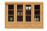 日本製 シック 幅135cm リビングキャビネット 完成品 (ナチュラル)