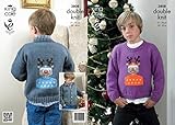 King Cole DK Knitting Pattern - 3808 Christmas Jacket and Sweater by King Cole
