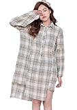 (レモンツリーセブン)Lemon tree7 2017年 レディース ルームウェア ネグリジェ 綿 前開き 長袖 ロング丈 チェック柄 薄手 ワンピース 春夏秋 ゆったり 大きいサイズ グリーン XL