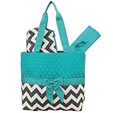 Grey & White Chevron Print 3pc. Diaper Bag (Aqua) by NGIL [並行輸入品]