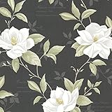 Brewster 2532-20437 Cressida Magnolia Trail Wallpaper Black [並行輸入品]