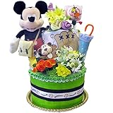 出産祝い おむつケーキ ディズニー ミッキーマウス がプレイーボール！可愛いベビーグッズでデコレーション 男の子 パンパース 26枚 オムツ ケーキ DK2101A-S-GIFT