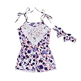 Younger Tree Newborn Baby Girls Print Ruffle Lace Sling Short Romper Sleeveless Bodysuit (Purple 100