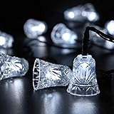 LINSAM 太陽発電 ソーラー 充電式 LED イルミネーション 光センサー内蔵 自動ON/OFF クリスマス 防雨防水型 鈴 　６M　30LED