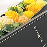 BIO ローズBOXスリム　フレグランスソープフラワー　ふた付きボックス　お祝い　記念日　お見舞い　バレンタインデー　ホワイトデー　母の日　　 (イエロー)