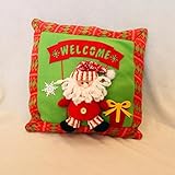 スクエアボディ枕、highpot ®クリスマスデコレーションサンタクロースサンタクロース雪だるまコットンリネンスクエアホーム装飾クッションソファ枕 標準 ブラック 4328261529