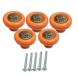 Ltvystore 5Pack Orange Ceramic Pastoral Carved Cabinet KnobsDrawer Pulls & Handles SetCeramic Pastor