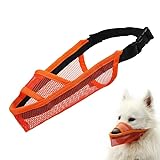 MUYYIKA 犬 口輪 犬用マズル メッシュマスク 拾い食い 防止 かじり防止 噛み防止 (オレンジ S)