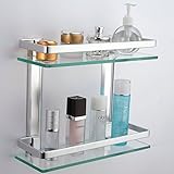スペースアルミのバスルームガラスフレーム強化ガラスシェルフ（ダブル）