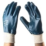3 pairs pack, Heavy Duty Nitrile, cotton gloves, full heavy nitrile cover, closed fist and knit wris