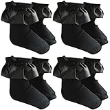 Sept。Fillesソックスの女の子のアンクレットソックスシルクレーストップドレスソックス4ペア カラー: ブラック