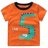 Plus Nao(プラスナオ) 半袖 Tシャツ プリントTシャツ カットソー トップス 夏 子供服 男の子 男児 キッズ KIDS ナンバープリント 動物 クル 90 オレンジ