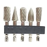 5 ピース 1/4 インチ超硬ロータリー バリ セット hss ロータリー ファイル バリ カッター金属プラスチック木材研削木工六角シャンク ロータリー や すり