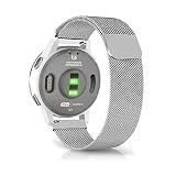 SeGinn Huawei Watch GT 6 41mm/Huawei Watch 5 42mm 対応 バンド 18MM 交換ベルト 磁気 バックル付き ビジネス風 ファーウェイウォッチ gt 5 Pro 42mm 交換バンド ステンレス製 コンパチブル Garmin Venu 4 41mm/Venu 3S 替えベルト (銀)