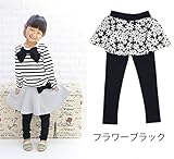 ふんわりフレアスカッツスカート付10分丈レギンス(ドリドリ)doridori 10色 80cm b-ha1-1 (フラワーブラック)