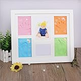 aizhiying ベビー手形足形フレーム 記念フレーム 手足型写真立て ベビーハンド・フォトプリントフレーム 四色粘土付き 両手両足すべて保存可能 名前紙付き 赤ちゃんの手形、足形フレーム ベビーフ