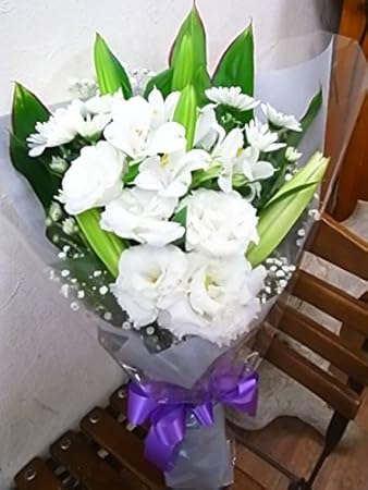 Amazon お供え花束おまかせ29 生花 お供え花束 法事用花束 お届けのご希望日時は注文日から 4 営業日で必ずご指定ください 火曜定休日 仏花小 洋花仏花小 仏花大 仏花特大と同梱できます 白 グリーン 紫 ピンク 和花多め 手提げ袋１枚付