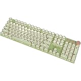 EWEADN V20 タイプライター風キーボード レトロ スチームパンク 104キー メカニカルゲーム用キーボード LEDバックライト付き 有線USBキーボード メタルパネル 単色発光 防衝突 ユニーク 英語配列 Windows/Macに対応 オフィ