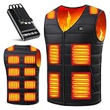 BARGOHOY 電熱ベスト 16箇所発熱 速暖 40000mAhバッテリー付 USB給電 3段階調整 日本製ヒーター 丸洗い 防寒 XL 黒