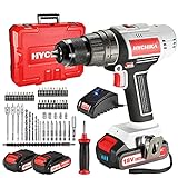 電動ドリル HYCHIKA 18V 電動ドライバー 一台三役 2個バッテリー2.0Ah 振動ドリル 45N.m 無段変速 正逆転両用 21段
