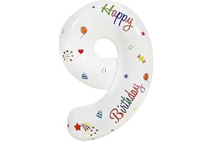 PomeloCoto 9数字 バルーン白 小きい誕生日 飾り付け9歳, 86cm白風船 数字9スウジ バルーン オオキイ 記念日/カーニバル/卒業式/プロポーズ/写真撮影用小道具