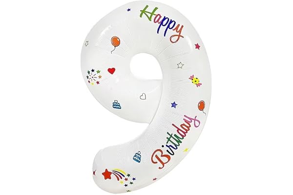 PomeloCoto 9数字 バルーン白 小きい誕生日 飾り付け9歳, 86cm白風船 数字9スウジ バルーン オオキイ 記念日/カーニバル/卒業式/プロポーズ/写真撮影用小道具