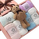 タオル フェイスタオル タオルセット 高速吸水 耐久性 約34×75cm 6枚セット 結婚 退職 誕生日 お返し ギフト クマのキーホルダー