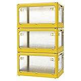 楽活 収納ボックス 収納ケース 84.4L・3セット 透明 ５面開き 蓋付き 扉付き 全方向から取り出せる 組み立て簡単 省スペース 折りた