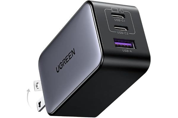 UGREEN Nexode 急速 充電器 65W Type-C 2C1A 3ポート PD/PPS 4.5A/QC3.0/SCP/FCP対応 折り畳み式 | 3台同時充電 USB-C *2とUSB-A*1 GaNII技術 iPhone18/17/16/15/14/MacBook/iPad/Galaxy/Android/その他USB-Cデバイス PSE技術基準適合[2022レッド・ドット・デザイン賞]