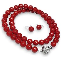 Amazon | [B-style] 珊瑚 ネックレス synthetic 42センチ イヤリング 