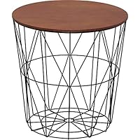 アイリスプラザ サイドテーブル バスケット 収納 ウォルナット 高さ40cm WTL-4040