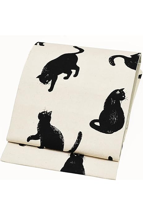Amazon | [和ごころきもの屋] ねこ柄 綿 仕立上り 洗える 九寸 名古屋 